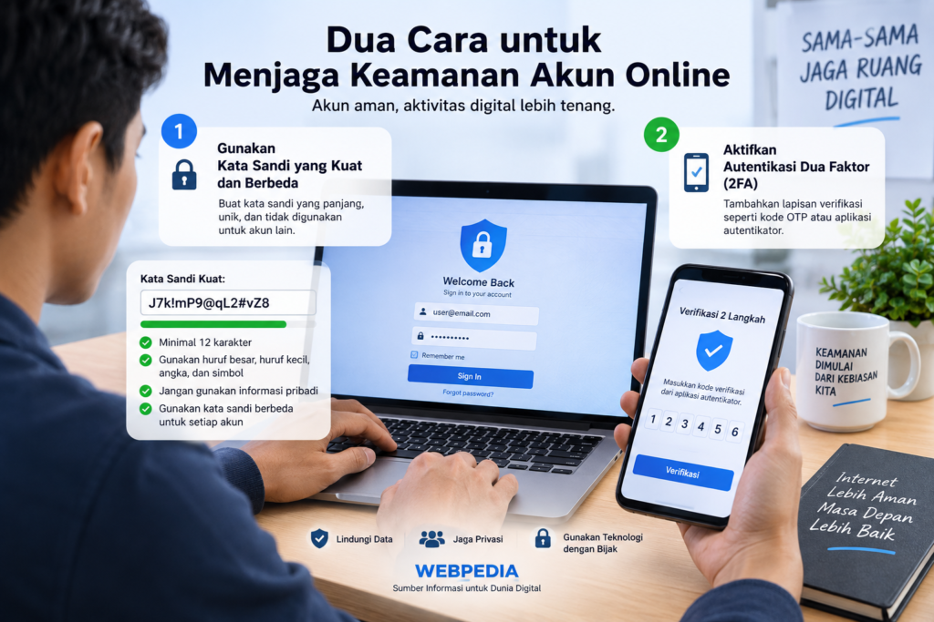 dua cara untuk menjaga keamanan akun online dengan password dan 2FA