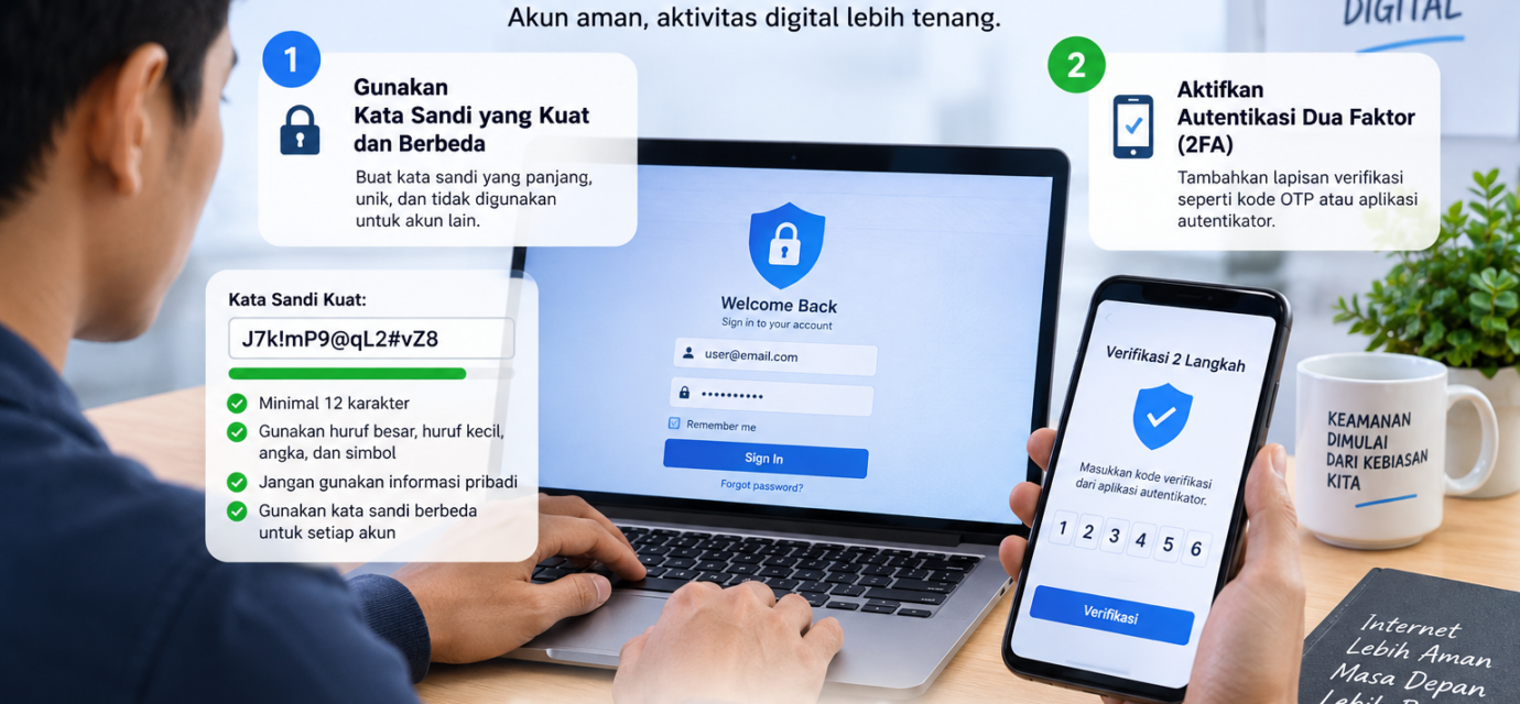 dua cara untuk menjaga keamanan akun online dengan password dan 2FA