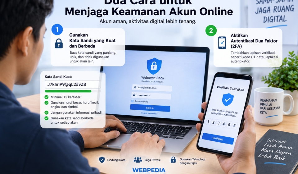 dua cara untuk menjaga keamanan akun online dengan password dan 2FA