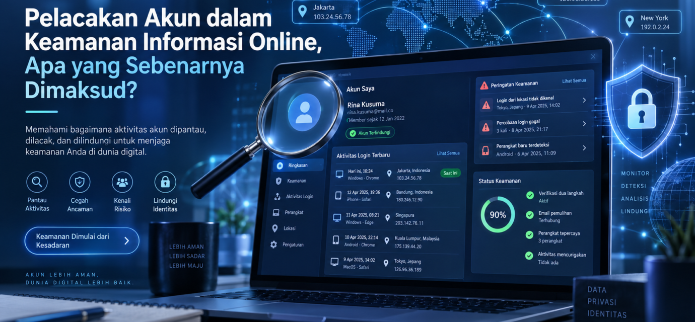 buatkan gambar "Pelacakan Akun dalam Keamanan Informasi Online